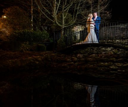 Amber Springs Wedding Bridge. Night Time